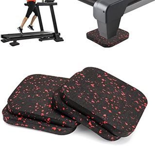 Powrocket Treadmill Mat,4 Pack Anti-vibration Shock Absorbing Exercise Equipment Mat with High Density Rubber,Protective Anti-slip Treadmill Pads for Hardwood Floors & Carpets,Black and Red
