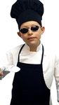 CHEFSKIN Medium Children Kids Jet Black Chef Set Apron & Adjustable Hat Quality Lite
