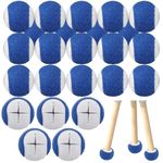 Qunclay 16 Pieces Precut Tennis Balls for Chair Legs Glide Coverings for Floor Protection Heavy Duty Tennis Balls for Long Lasting Pad (Blue, White)