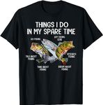 HERSIL Vintage Things I Do in My Spare Time Funny Fishing Fisherman T-Shirt (Black,M)