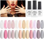 AIMEILI Transparent Jelly Milky White Sheer Pink Nude Gel Polish Kit, Soak Off Sheer Gel Nail Polish Set Of 12pcs X 8ml - Kit Set 3
