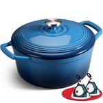 Overmont Enameled Cast Iron Dutch Oven - 5.5QT Cookware with Cookbook Cotton Heat-resistant Caps - Heavy-Duty Enamel Pot with Lid for Braising Stews Roasting Bread Baking