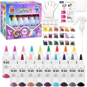 Tie Dye Kit, Tie Dye Set for Kids, 18 Vibrant Colors Pre-Filled Tye Dye Bottles, Non Toxic Permanent Fabric Dye Art Set, Easy DIY Fabric Art - Create Fun