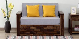 PS DECOR Sheesham Wood Pull Out 2 Seater Sofa Cum Bed In Provincial Teak Finish