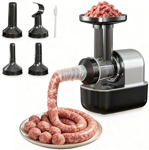 Electric Sausage Stuffer, Kitchen Homemade Sausage Machine with 3 Stuffing Tubes and 1 Meatball Tube, Suitable for Kitchens,Dining Rooms,Makes Delicious Sausages and Meatballs in Various Sizes