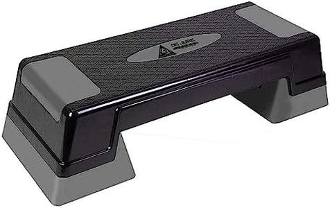 Abb Initio Gym Adjustable Workout Aerobic Stepper, Aerobic Exercise Step Platform with 2 Risers, Exercise Step Deck for Fitness, 75 CM Trainer Stepper with Non-Slip Surface Home Gym & Extra Risers Options, Grey