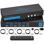 HDMI KVM Switch 4K60Hz 3 Computer Sharing 2 Monitor with 4 USB 3.0 Ports Support Copy and Extended Display and Including 3 USB 3.0 Cable