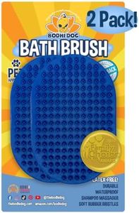 Bodhi Dog Shampoo Brush - Pet Grooming & Bath Supplies for Dogs and Cats - Bath Brush for Long & Short Hair - Premium Scrubber for Shower, Showerhead, Sprayer & Bathing (Two Pack, Blue)