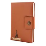 AICA Personalized Name & Charm Leather Notebook Diary - A5 Size, 200 Ruled Pages (TanBrown) | Customize Office Corporate Gifts for Men Women Employees Clients Staff Office Colleague