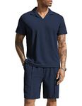 COOFANDY Mens Short Sleeve Casual Polo Shirt and Shorts Sets Two Piece Summer Outfits Polo Tracksuit Set for Men