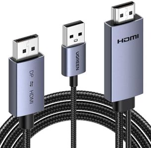 UGREEN 4K@60Hz Bidirectional HDMI to Displayport Cable Male to Male Adapter DP 1.2, HDCP 2.2, HDMI 1.4 4K@30Hz with USB Powered Compatible with Laptops, PC, Switch 2/PS5/Xbox/AMD/NVIDIA/Monitor, 6.6FT