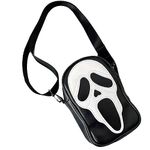 Ghostface Shoulder Bag, Halloween Ghost Purse, PU Leather Phone Purse, Gothic Skull Face Crossbody Bag For Women Men (Black)