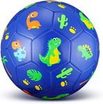 HyDren Size 3 Dinosaur Soccer Ball for Kids with Pump Outdoor Indoor Sport Cartoon Soccer Toys Cute Cool Machine Stitched Soccer for Boys Girls Toddlers Game Practice Back to School (Blue Dinosaur)