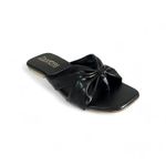 Zaveri House of Fashion Strut Flat Butterfly Black Vegan Leather Casual Slipper for Women | Stylish Comfort Flats Sandals