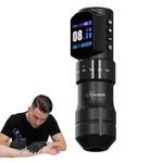 MAYCREATE® ArtFlex cordless tattoo pen with LCD screen, 7-step adjustable stroke from 2.3mm to 4.5mm, 2000mAh USB rechargeable battery, low noise rotary design compatible with tattoo cartridges
