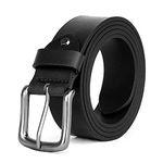 Mens Genuine Leather Casual Belt for Jeans and Dress, Big, Tall and Wide Leather Belt (28"-64") Black and Brown