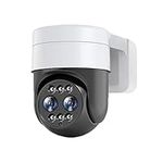 Security Camera,8MP Binocular POE WiFi Survalance Camera 2K FHD 8X Zoom Outdoor Dual Lens IP Cam Auto Tracking CCTV Compatible with,Camera