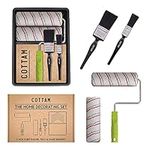 COTTAM | Paint Roller and Tray Set | Emulsion Non Drip Paint Roller Sleeves | Gloss Paint Brushes | Decorating Set for Ceiling, Walls & Doors