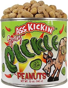 KICKIN' Spicy Pickle Hot Peanuts 12oz - Spicy Peanuts - Roasted Peanuts with Pickle Flavour