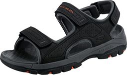 Skechers Men's TRESMEN Garo Sandal, Black Synthetic, 8 UK