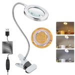 BROLAVIYA Overhead 5X Magnifying Glass with 12cm Led Light, 3 Color Modes Dimmable, Flexible Hose Metal Arm, Magnifier Desk Lamp for Crafts, Makeup, Reading, Photography – Silver