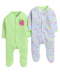 BUMZEE Green & Blue Baby Girls Full Sleeves Sleepsuit Pack of 2 Age - 3-6 Months (Peb8817C-grn.blu)