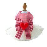 BT Bear Small Dog Dress,Dog Dress Puppy Skirt Love Bow Dog Princess Dresses Dog Tutu Skirt Dog Wedding Lace Dress for Cats Small Dog Girl(Red,XL)