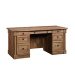 Sauder Palladia Executive Desk, 29.5"D x 65.1"W x 29.61"H, Vintage Oak finish