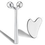 Tekson Faical Roller Massager, 3D Metal Face Massage Tool for Reduce Puffiness, Remove Eye Wrinkles, Face Lift, Increase Firmness, Anti-Aging, Skin Tightening