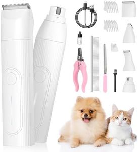 Dog Clippers, Dog Grooming Kit with 4 Heads, Cordless Dog Paw Trimmer & Nail Grinder, Rechargeable Paw Trimmer for Dogs, Low Noise for Trimming Dog's Hair Around Paws, Eyes, Ears, Face, Rump