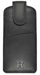 Hide and Sleek Slim Soft Leather Glasses Case with Magnetic Tab Fastener (Black)