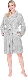 PAVILIA Light Gray Womens Robes Lightweight Plus Size, Knee Length Plush Fluffy Shower Bathrobe for College Dorm Ladies, Soft Fuzzy Cozy with Pockets, 2XL/3XL