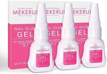 Mekerui Super Strong Nail Glue for Press on Nails Resists Dripping and Clogging. It Dries Rapidly in 7 Seconds sans UV Light, Offers Long Lasting 30+ Days, is Waterproof, and Meets Professional Salon