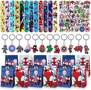 86 PCS Spiderman Fiesta Cumpleaños Niños Regalos, 12 Bolsas De Regalo, 12 × Pulseras, 12 × Llaveros, 50 × Pegatinas, Para Niños Y Niñas Fiesta De Cumpleaños Accesorios, Regalos De Los Huéspedes