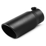 A-KARCK 4 Inch Inlet Exhaust Tip, Bolt On 4" Inlet 5" Outlet 12" Long Black Coating Exhaust Tailpipe Tip, Stainless Steel Rolled Edge