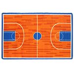 Kids Rug Basketball Court 5' X 7' Children Area Rug for Playroom & Nursery - Non Skid Gel Backing