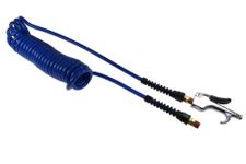 Coilhose Pneumatics 600-PU15B-B 600 Series Blow Gun with Flexcoil Polyurethane Coiled Air Hose 1/4-Inch ID 15-Foot Length with (2) 1/4-Inch Reusable Strain Relief MPT Swivel Fittings Dark Blue
