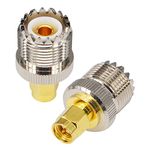 2-Pack SMA Male to UHF Female SO239 RF Coaxial Adapter SDR Connector SO-239 Converter for CB Radio Walkie Talkie UV-5R Series Radio MD380 Garmin Alpha HT Radio Antenna