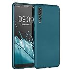 kwmobile Case Compatible with Huawei P20 Pro Case -Soft TPU Back Phone Cover - with Metallic Look - Metallic Caribbean Blue