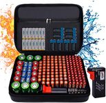 Fireproof Battery Organizer Storage Case Waterproof & Explosionproof, Safe Bag Fits 210+ Batteries Case - with Tester BT-168, Carrying Container Bag Energy Batteries AA AAA C D 9V Lithium 3V Holder