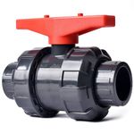 AIPOR 1-1/2" UPVC Union Ball Valve, Pool True Union Full Flow Ball Valve, U.S. ASTM EPDM O-Rings, Ball Valve for Water System, Rated at 230 PSI, 1 1/2 inch Socket (1 1/2")