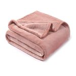 Exclusivo Mezcla Queen Size Soft Bed Blanket, 230 x 230 CM Fleece Velvet Blanket for Bed, Fluffy Blankets Bed, Warm, Cozy, Plush and Lightweight Dusty Pink Blanket