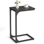 VASAGLE C-Shaped End Table, Small Side Table for Couch, Sofa Table with Metal Frame for Living Room, Bedroom, Bedside, Ebonized Oak and Black ULET350B42