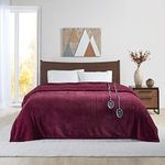 Beautyrest Elect Electric Blanket with Two 20 Heat Level Setting Controllers Twin Garnet