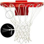 PROGOAL Professional Basketball Net Replacement,Heavy Duty Thick Net Fits Standard Indoor and Outdoor 12-Loop Rims (Red&White, Standard Size), White, Standard Size