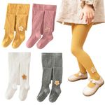 Silkglory Girls Tights, (2 Pack) Stockings for Girl, Cable Knit Cotton Toddler Tights Pantyhose 8-9 Years Pink/Ginger