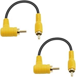 Duttek 90 Degree RCA Video Extension Cable 6in/15cm, Short RCA Subwoofer Cable, Right Angle RCA Male to Male RCA Extension Cable, with 24K Gold-Plated for Amplifiers, Home Theater and DVD (2 Pack)