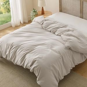 Bedsure Oversized King Duvet Cover Only - Prewashed Cotton-Like Polyester Soft All Season Bedding, Includes 1 Duvet Cover 120x98 Inches with Zipper Closure, Linen, (No Comforter, No Pillow Shams)