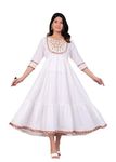 JG JAI GOVINDAM Anarkali Indian Dress Kurta for Women Pakistani Wedding/Party Wear Designer Style Anarkali Kurti (White-XXL)