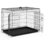 VOUNOT Dog Crate Portable Pet Crate Foldable Secure Puppy Cage with 2 Doors, Removable Slide Tray, Carry Handles, Large 36 Inches, Black